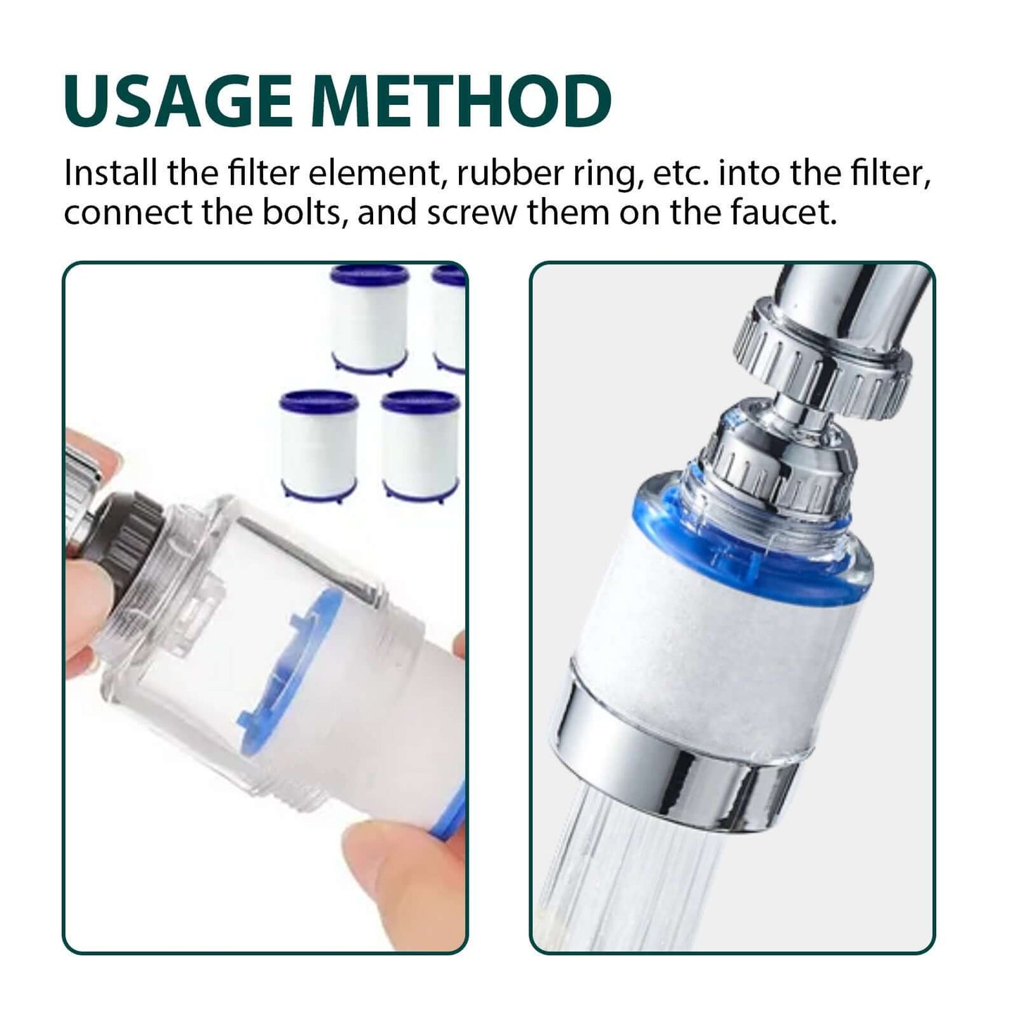 360 Degree Rotating Faucet Filter Water Purifier Faucet Filter Purifier For Kitchen, Bathroom, Sink, Removes Heavy Metals And Hard Water360 Degree Rotating Faucet Water Filter Purifie